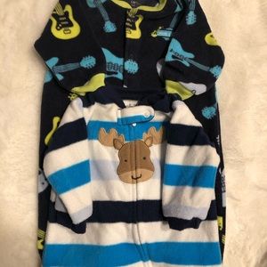 Pair of newborn boys one piece pajamas